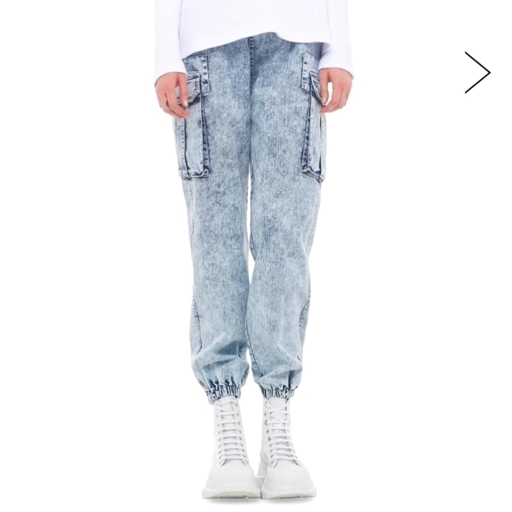 Norma Kamali | BF Cargo Denim Jogger - Picture 2 of 5